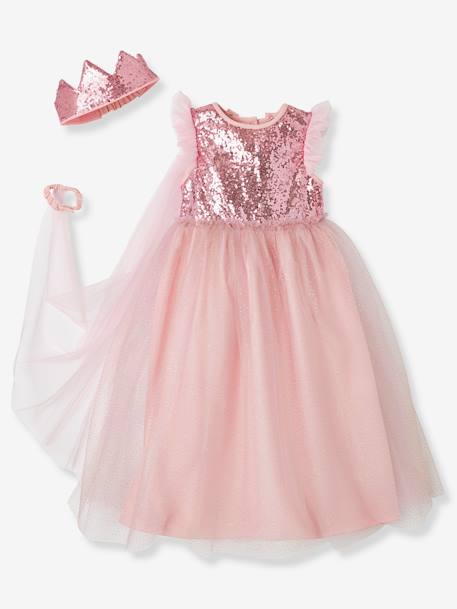 Verkleedkleren prinses met sluier en kroon goudkleurig+groen+roze - vertbaudet enfant 