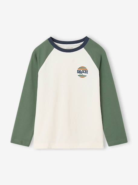 Jongensshirt met lange mouwen bordeauxrood+okergeel+saliegroen - vertbaudet enfant 