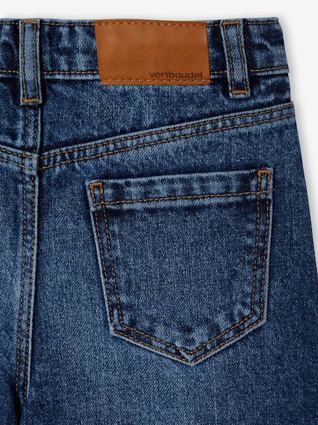 Wijde meisjesjeans met rafels aan de onderkant donkerblauw+gebleekt denim+grijs+stone - vertbaudet enfant 