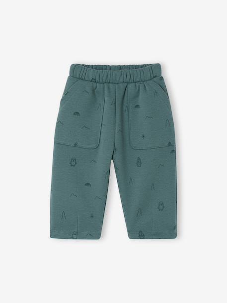 Wijde babybroek voor jongens beige+smaragdgroen - vertbaudet enfant 