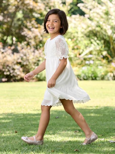 Bohemian jurk voor meisjes met kanten mouwen wit - vertbaudet enfant 