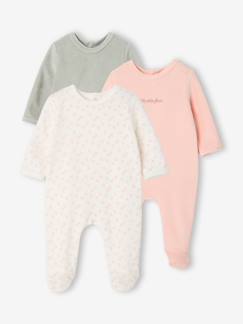 -Set van 3 velours babypyjama's
