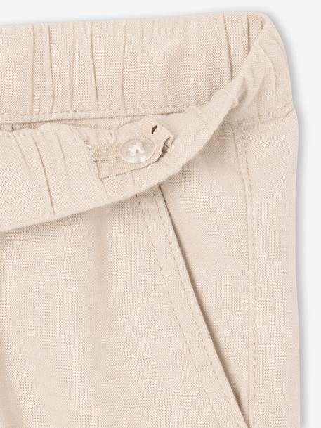 Lichte jongensbroek katoen/linnen gemêleerd beige+nachtblauw+saliegroen - vertbaudet enfant 