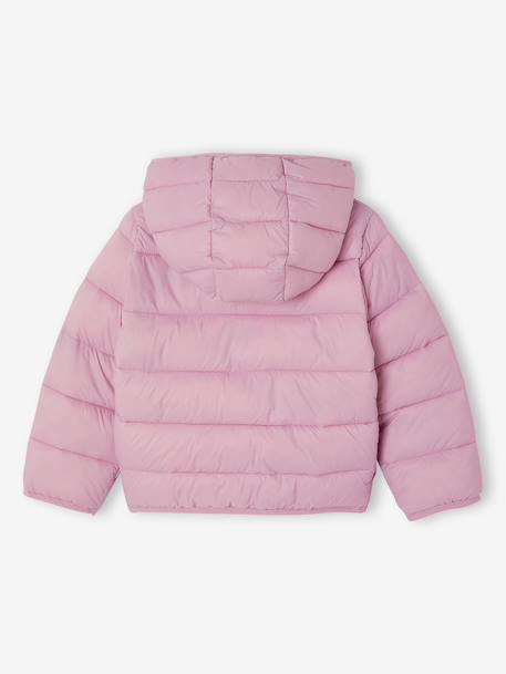 Lichtgewicht donsjas met capuchon voor meisjes groengrijs+lila+marineblauw+pruim+rozen - vertbaudet enfant 