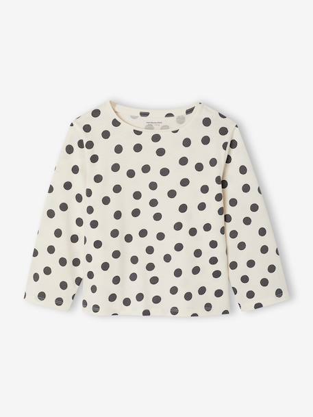 Set van 3 BASICS meisjesshirts met lange mouwen antraciet+ecru+grijsblauw+indigoblauw+koraal+rozen+zachtpaars - vertbaudet enfant 