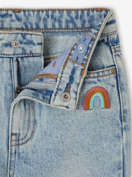Mom meisjesjeans met bloemenborduurwerk blauw+lichtblauw+middenblauw - vertbaudet enfant 
