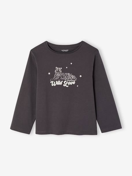 Set van 3 BASICS meisjesshirts met lange mouwen antraciet+ecru+grijsblauw+indigoblauw+koraal+rozen+zachtpaars - vertbaudet enfant 