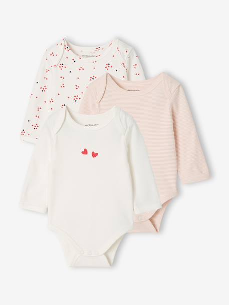 Set van 3 babybody's met lange mouwen ecru - vertbaudet enfant 