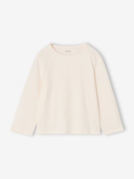 Set van 3 BASICS meisjesshirts met lange mouwen antraciet+ecru+grijsblauw+indigoblauw+koraal+rozen+zachtpaars - vertbaudet enfant 