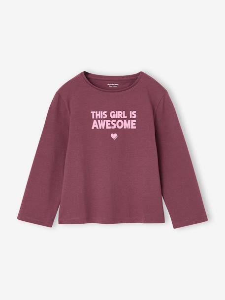 Set van 3 BASICS meisjesshirts met lange mouwen antraciet+ecru+grijsblauw+indigoblauw+koraal+rozen+zachtpaars - vertbaudet enfant 