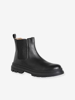 -Boots voor meisjes van leer, elastisch en met rits