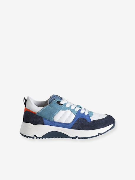 Jongenssneakers van leer met veters marineblauw - vertbaudet enfant 