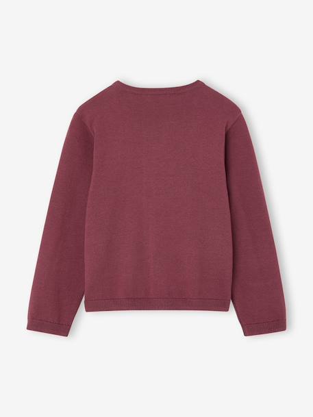 Meisjesvest Basics van fijn breisel antraciet+gemêleerd beige+grijsblauw+marineblauw+pruim+rozenhout+smaragdgroen+vanille - vertbaudet enfant 