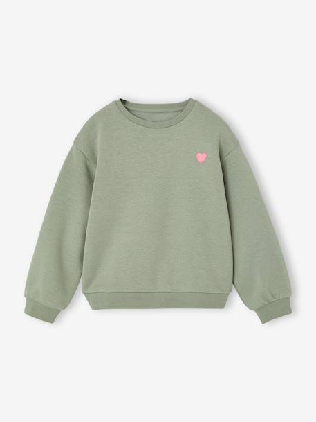 Basic meisjessweater met motief antraciet+donkerpaars+inktblauw+koraal+pioenroos+salie+vanille - vertbaudet enfant 