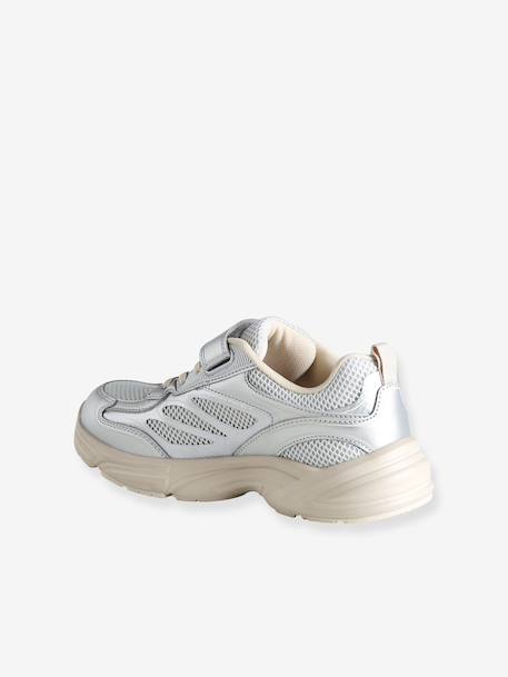 Meisjessneakers van textiel met klittenband zilver - vertbaudet enfant 