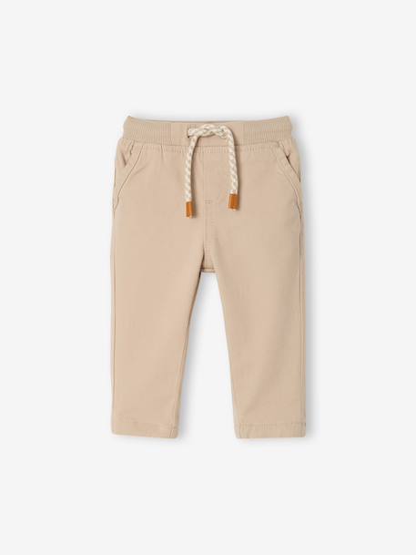 Gevoerd twill broekje jongensbaby beige+flesgroen+Inkt+pecannoot - vertbaudet enfant 