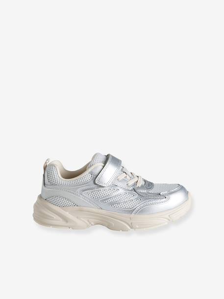Meisjessneakers van textiel met klittenband zilver - vertbaudet enfant 
