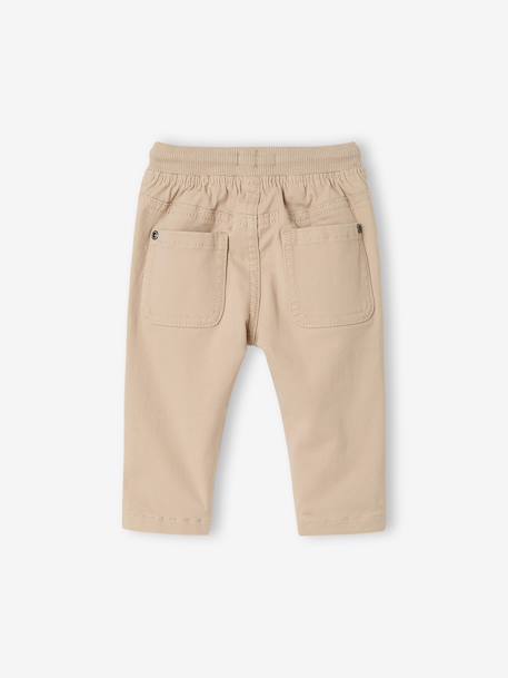 Gevoerd twill broekje jongensbaby beige+flesgroen+Inkt+pecannoot - vertbaudet enfant 