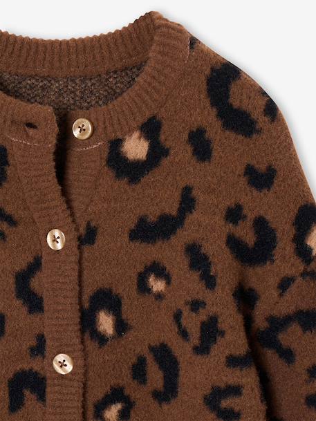 Vestje van schuimbreisel met dierenmotief voor meisjes bruin+chocoladebruin+ecru+groen - vertbaudet enfant 