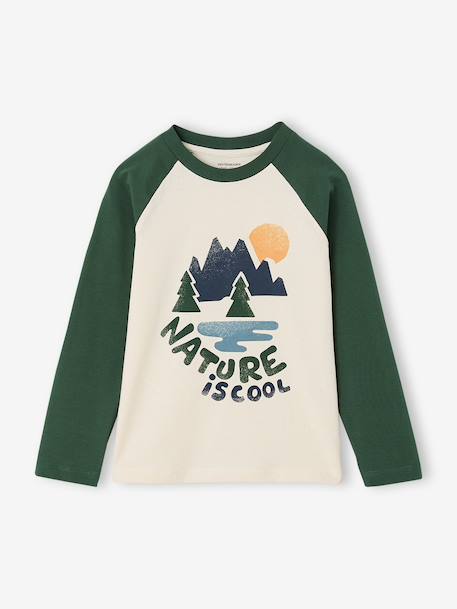 Jongensshirt met lange mouwen groen+marineblauw+okergeel - vertbaudet enfant 