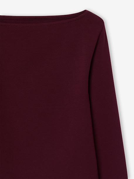 Set van 2 t-shirts in ribstof voor meisjes JONEN bordeauxrood+Engels groen+gemêleerd grijs - vertbaudet enfant 