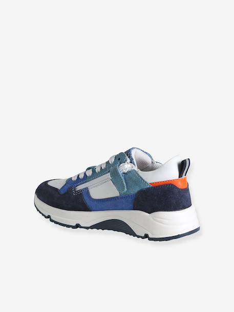 Jongenssneakers van leer met veters marineblauw - vertbaudet enfant 