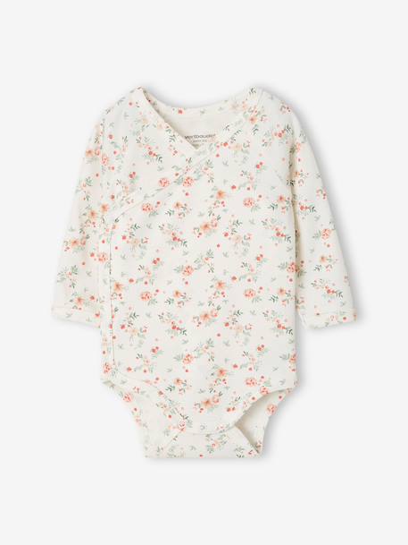Set van 2 babyrompertjes met lange mouwen cappuccino+lichtroze+saliegroen - vertbaudet enfant 