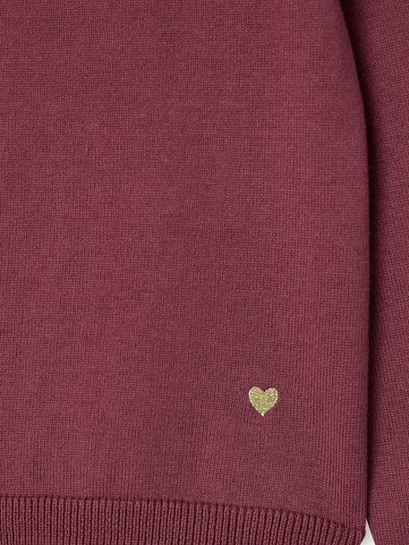 Meisjesvest Basics van fijn breisel antraciet+gemêleerd beige+grijsblauw+marineblauw+pruim+rozenhout+smaragdgroen+vanille - vertbaudet enfant 