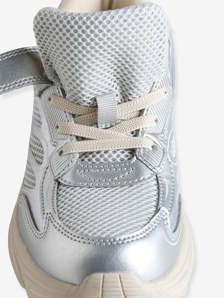 Meisjessneakers van textiel met klittenband zilver - vertbaudet enfant 