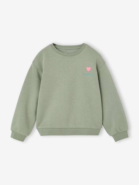 Basic meisjessweater met motief antraciet+donkerpaars+inktblauw+koraal+pioenroos+salie+vanille - vertbaudet enfant 