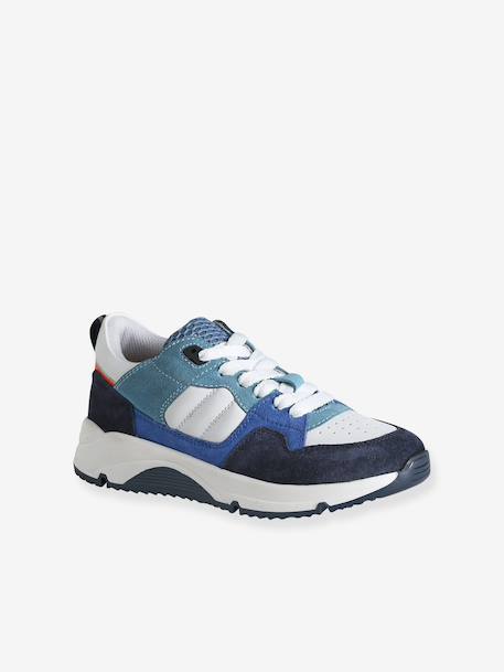 Jongenssneakers van leer met veters marineblauw - vertbaudet enfant 