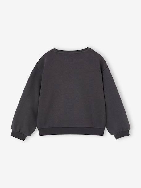 Basic meisjessweater met motief antraciet+donkerpaars+inktblauw+koraal+pioenroos+salie+vanille - vertbaudet enfant 