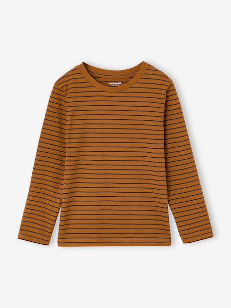 Set van 3 jongensshirts met lange mouwen karamel+lila+roest+saliegroen - vertbaudet enfant 