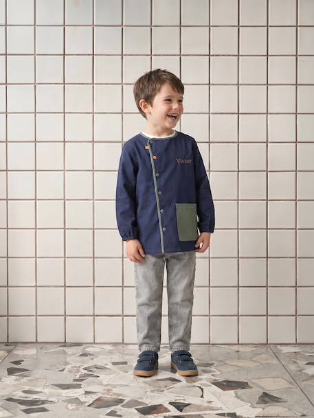 Aanpasbaar jongensschort 'cool school' blauw+donkerblauw - vertbaudet enfant 
