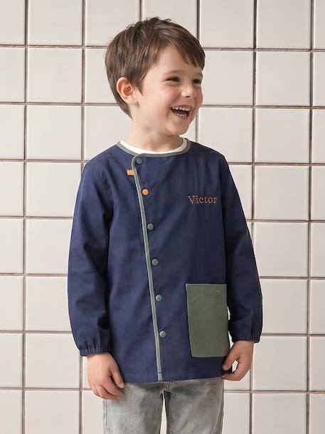 Aanpasbaar jongensschort 'cool school' blauw+donkerblauw - vertbaudet enfant 