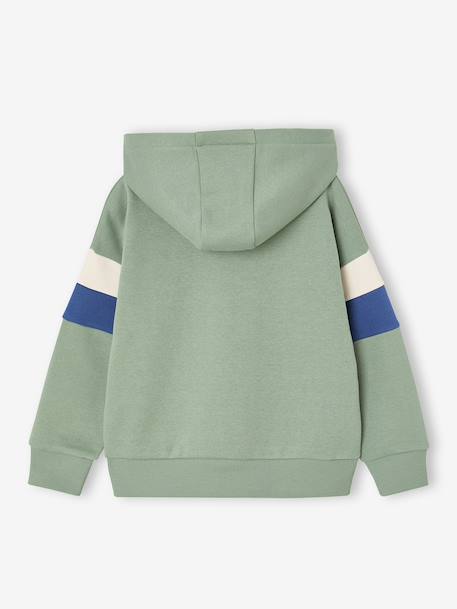 Sweater met capuchon met geplaatste print gemêleerd wit+marineblauw+pecannoot+saliegroen+wit - vertbaudet enfant 