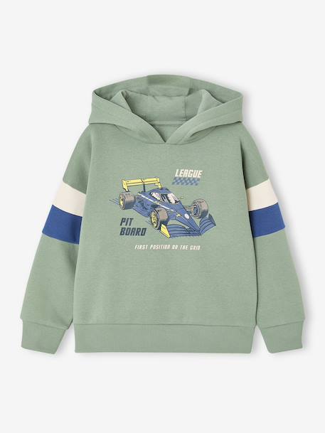 Sweater met capuchon met geplaatste print gemêleerd wit+marineblauw+pecannoot+saliegroen+wit - vertbaudet enfant 
