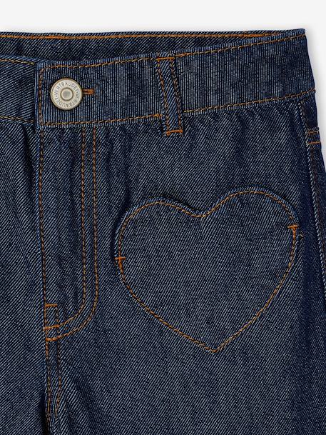 Wijde meisjesjeans middenblauw+ongewassen denim - vertbaudet enfant 