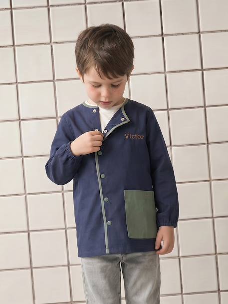 Aanpasbaar jongensschort 'cool school' blauw+donkerblauw - vertbaudet enfant 