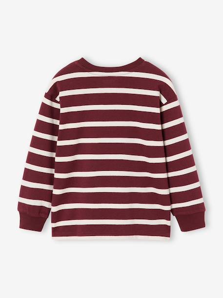 Gestreept T-shirt met lange mouwen voor jongens bordeauxrood+ecru+nachtblauw - vertbaudet enfant 