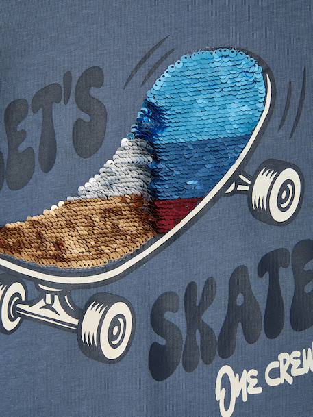 Jongensshirt met pailletten middenblauw - vertbaudet enfant 