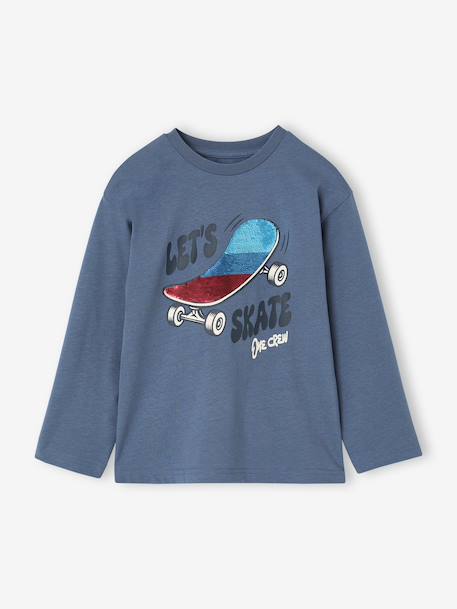 Jongensshirt met pailletten middenblauw - vertbaudet enfant 