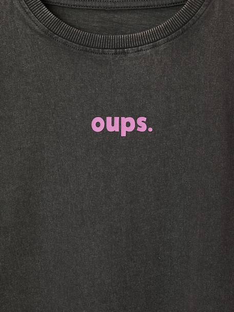 Meisjesshirt met lange mouwen antraciet+ecru+oudroze - vertbaudet enfant 