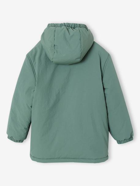 Parka met capuchon en sherpavoering voor jongens kaki+saliegroen+zwart - vertbaudet enfant 