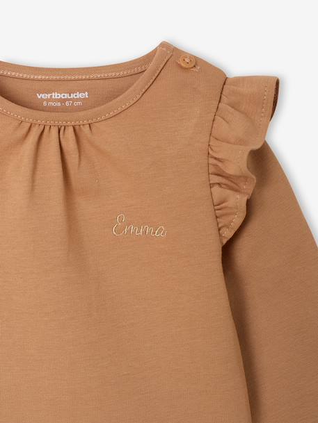 Set van 2 T-shirts baby Basics met lange mouwen hazelnoot+saliegroen - vertbaudet enfant 