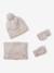 Meisjes set muts « C½ur » + snood + wanten/handschoenen ecru+marineblauw - vertbaudet enfant 