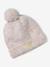 Meisjes set muts « C½ur » + snood + wanten/handschoenen ecru+marineblauw - vertbaudet enfant 