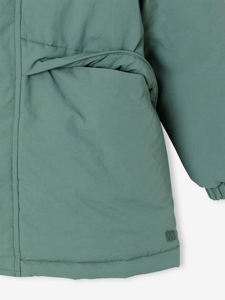 Parka met capuchon en sherpavoering voor jongens kaki+saliegroen+zwart - vertbaudet enfant 