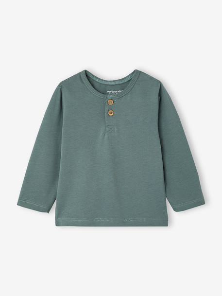 Set van 2 babyjongensshirts met lange mouwen cacao+smaragdgroen - vertbaudet enfant 