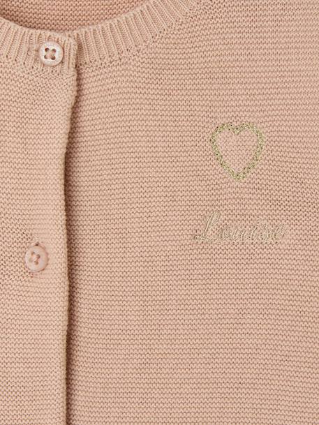 Geborduurd babyvestje met gouden hartjes beige+ivoor+oudroze - vertbaudet enfant 